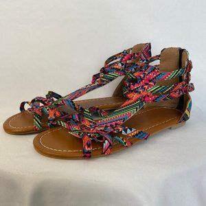 NWOT Strappy Aztec Sandals